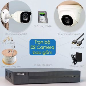 trọn bộ 2 camera an ninh 2.0MP HiLook